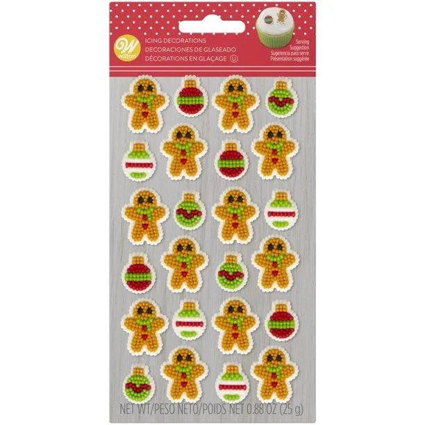 Mini Gingerbread Boy and Ornament Cookie Decorations: 24-Piece Pack