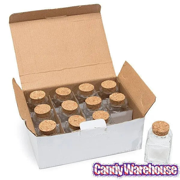 Mini Glass Favor Jars - 1.75-Ounce Square Jar with Cork Stopper: 12-Piece Set