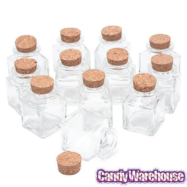 Mini Glass Favor Jars - 1.75-Ounce Square Jar with Cork Stopper: 12-Piece Set