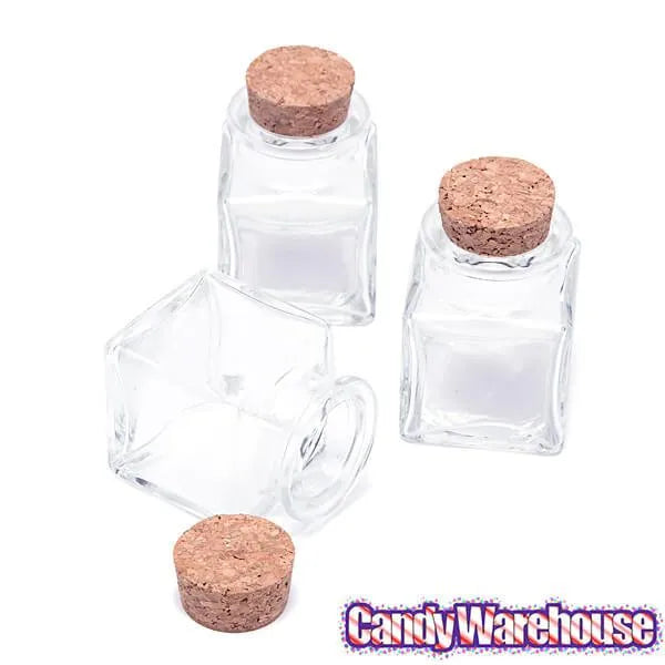 Mini Glass Favor Jars - 1.75-Ounce Square Jar with Cork Stopper: 12-Piece Set