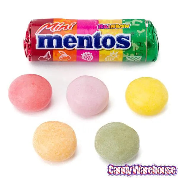 Mini Mentos Rainbow Candy Rolls: 100-Piece Tub