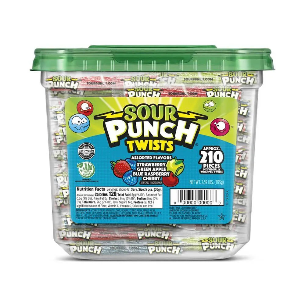 Mini Sour Punch Twists - Wrapped: 210-Piece Tub