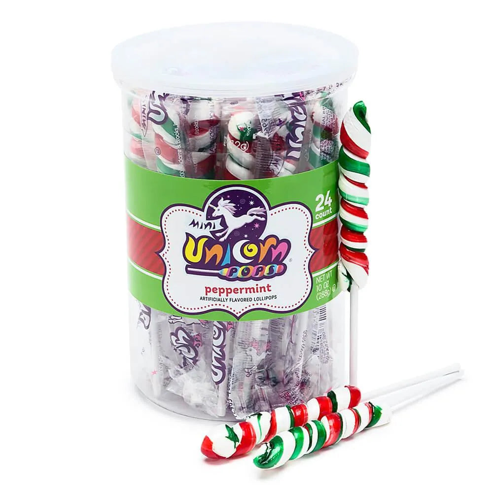 Mini Unicorn Pops Twist Suckers - Christmas: 24-Piece Jar