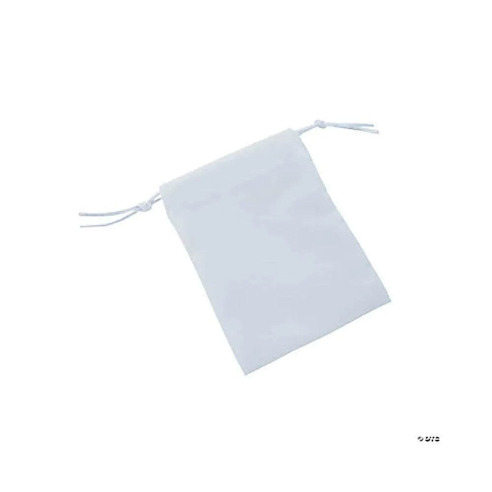 Mini White Cotton Drawstring Treat Bags: 12-Piece Bag