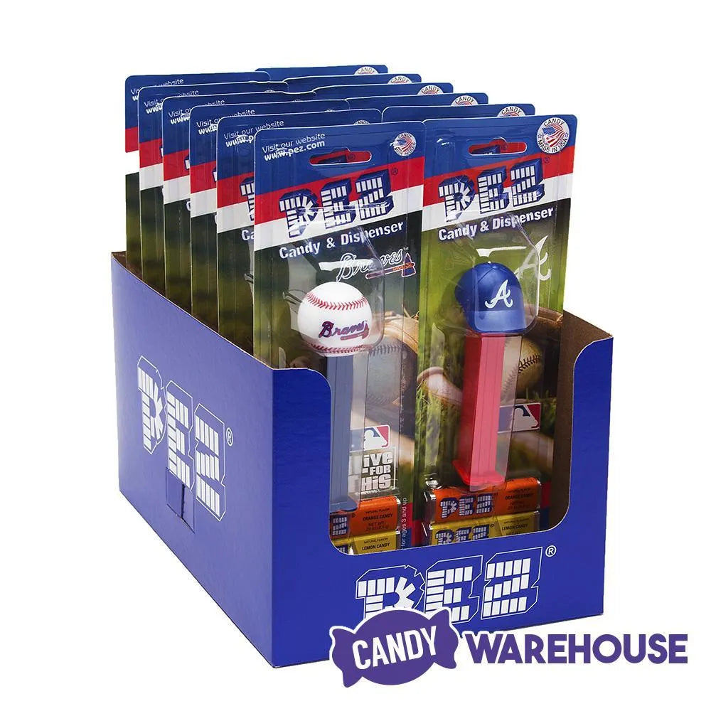 MLB Team Baseball PEZ Candy Packs - Atlanta Braves: 12-Piece Box