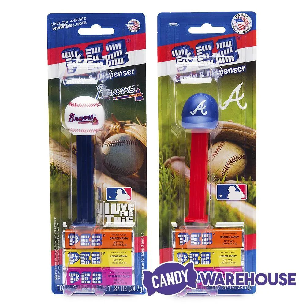 MLB Team Baseball PEZ Candy Packs - Atlanta Braves: 12-Piece Box