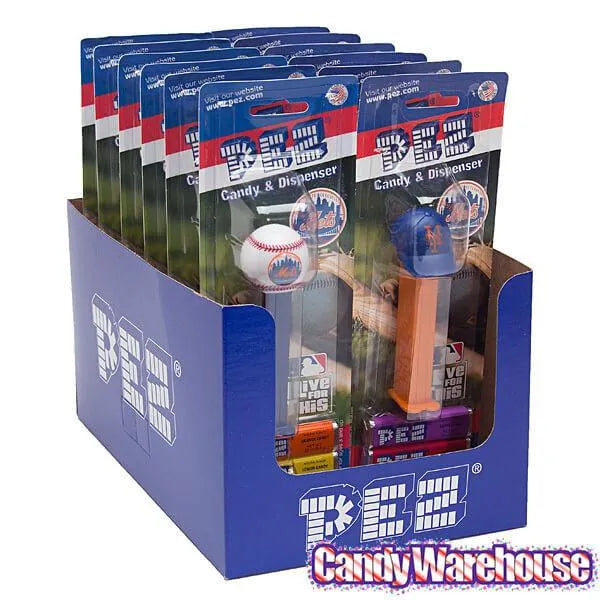 MLB Team Baseball PEZ Candy Packs - New York Mets: 12-Piece Box