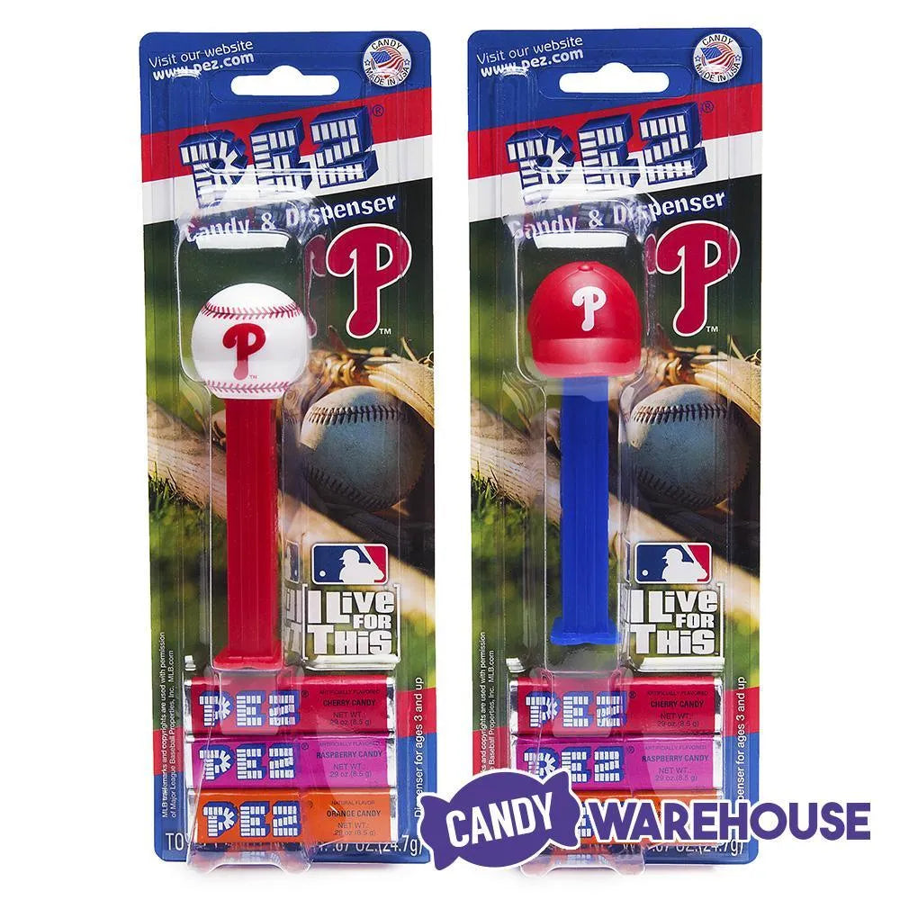 MLB Team Baseball PEZ Candy Packs - Philadelphia Philles: 12-Piece Box