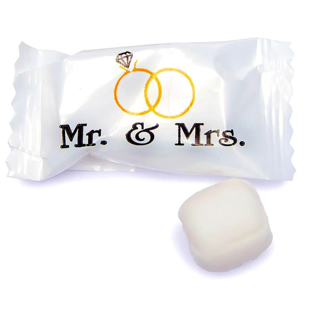 Mr. & Mrs. Wedding Theme Wrapped Buttermint Creams: 300-Piece Case