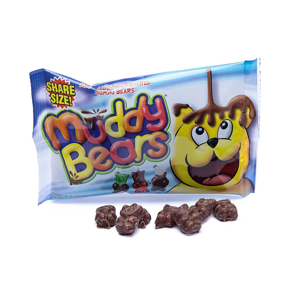 Muddy Bears Chocolate Covered Gummy Bears Candy: Giant 1LB Box