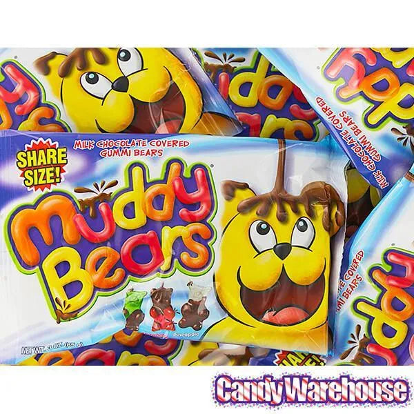 Muddy Bears Chocolate Covered Gummy Bears Candy: Giant 1LB Box