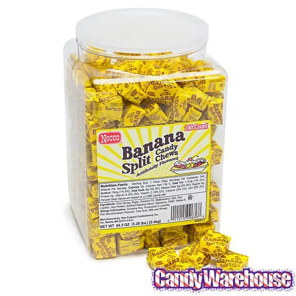 Necco Banana Split Candy Chews: 240-Piece Tub