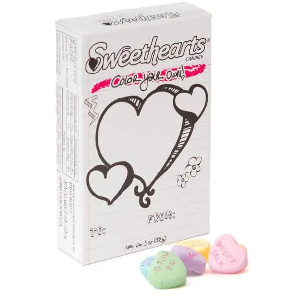 Necco Color Your Own Sweethearts Candy Hearts Packs - Modern Flavors: 36-Piece Box