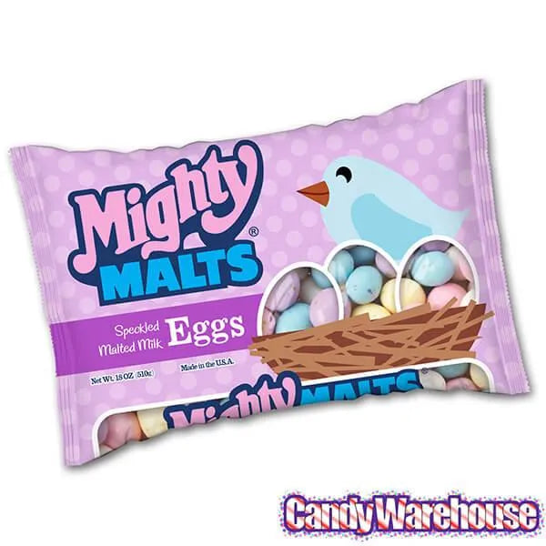 Necco Mighty Malts Speckled Malted Milk Eggs: 18-Ounce Bag