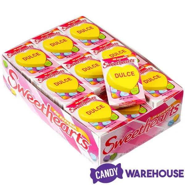 Necco Spanish Sweethearts Tiny Conversation Candy Hearts Packs - Modern Flavors: 36-Piece Box