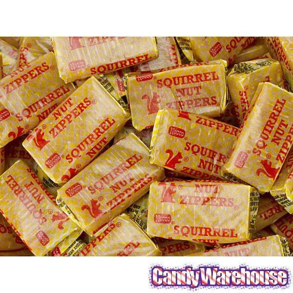 Necco Squirrel Nut Zippers Original Caramels: 240-Piece Tub