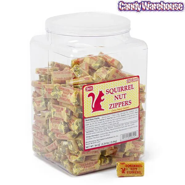 Necco Squirrel Nut Zippers Original Caramels: 240-Piece Tub