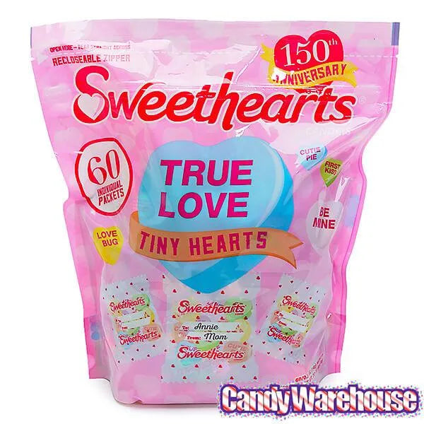 Necco Sweethearts Tiny Conversation Candy Hearts Packets - Modern Flavors: 60-Piece Bag