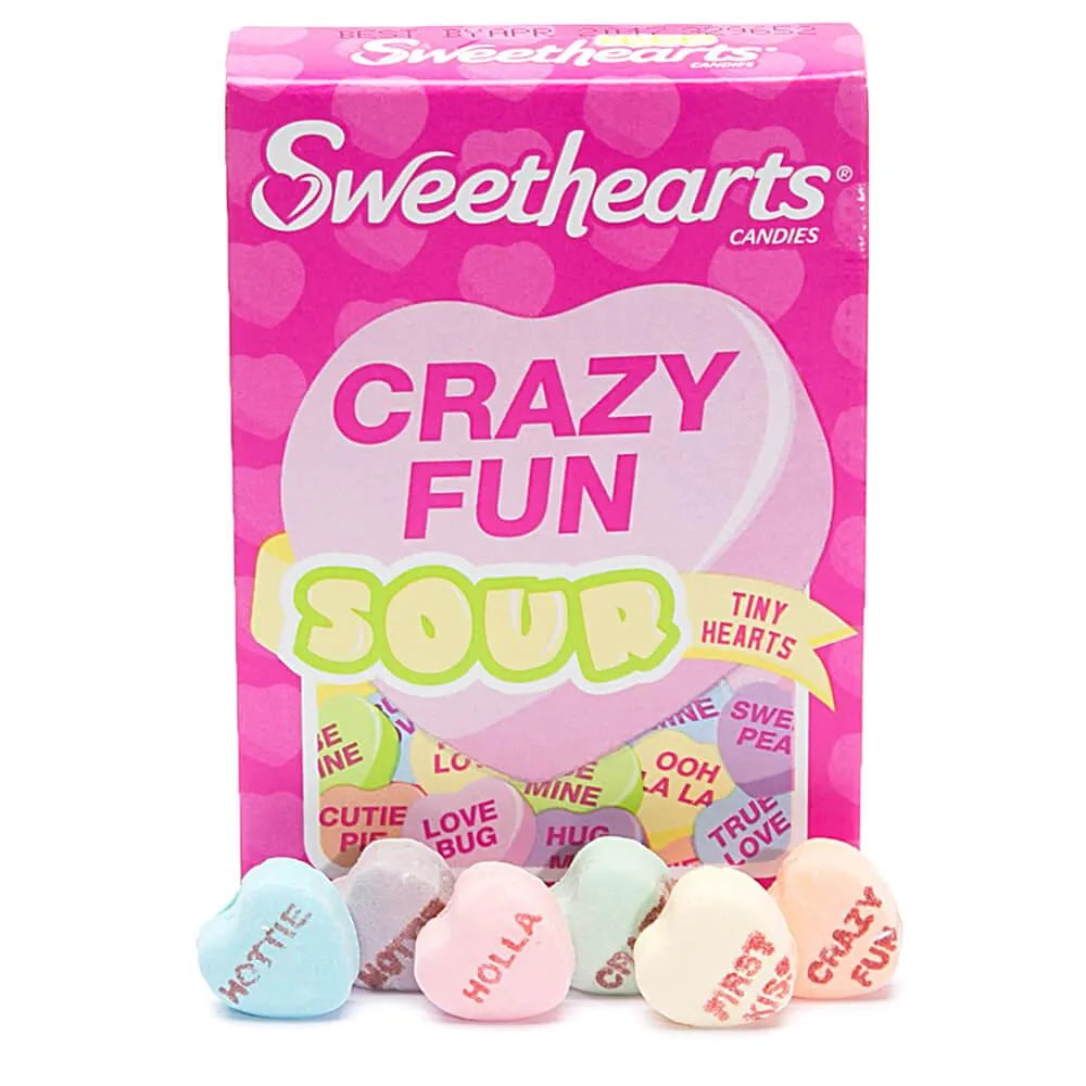 Necco Sweethearts Tiny Conversation Candy Hearts Packs - Sour Flavors: 36-Piece Box