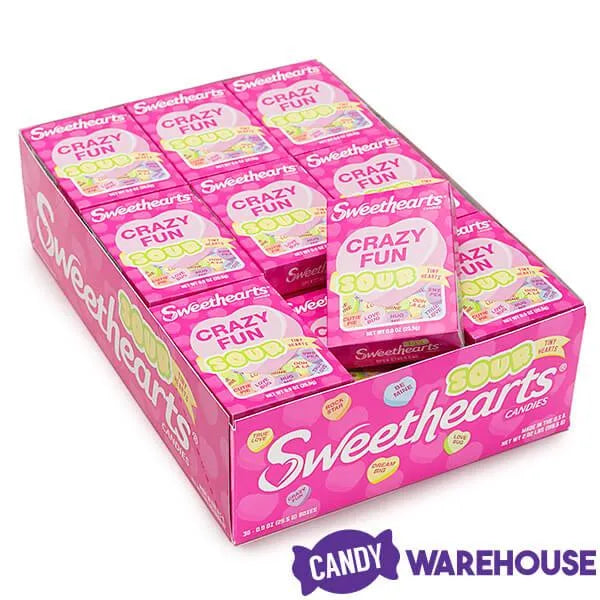 Necco Sweethearts Tiny Conversation Candy Hearts Packs - Sour Flavors: 36-Piece Box