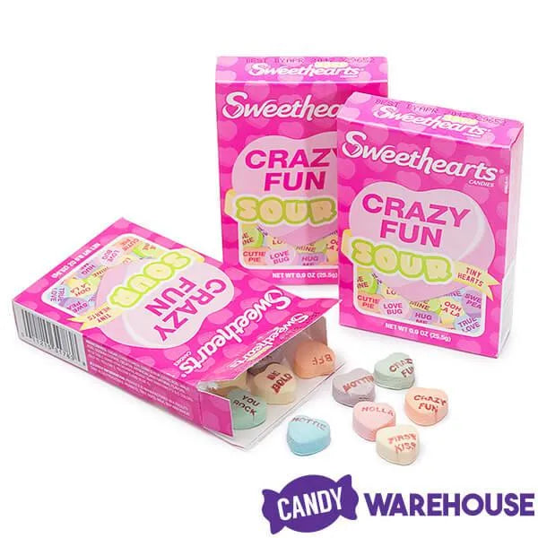 Necco Sweethearts Tiny Conversation Candy Hearts Packs - Sour Flavors: 36-Piece Box