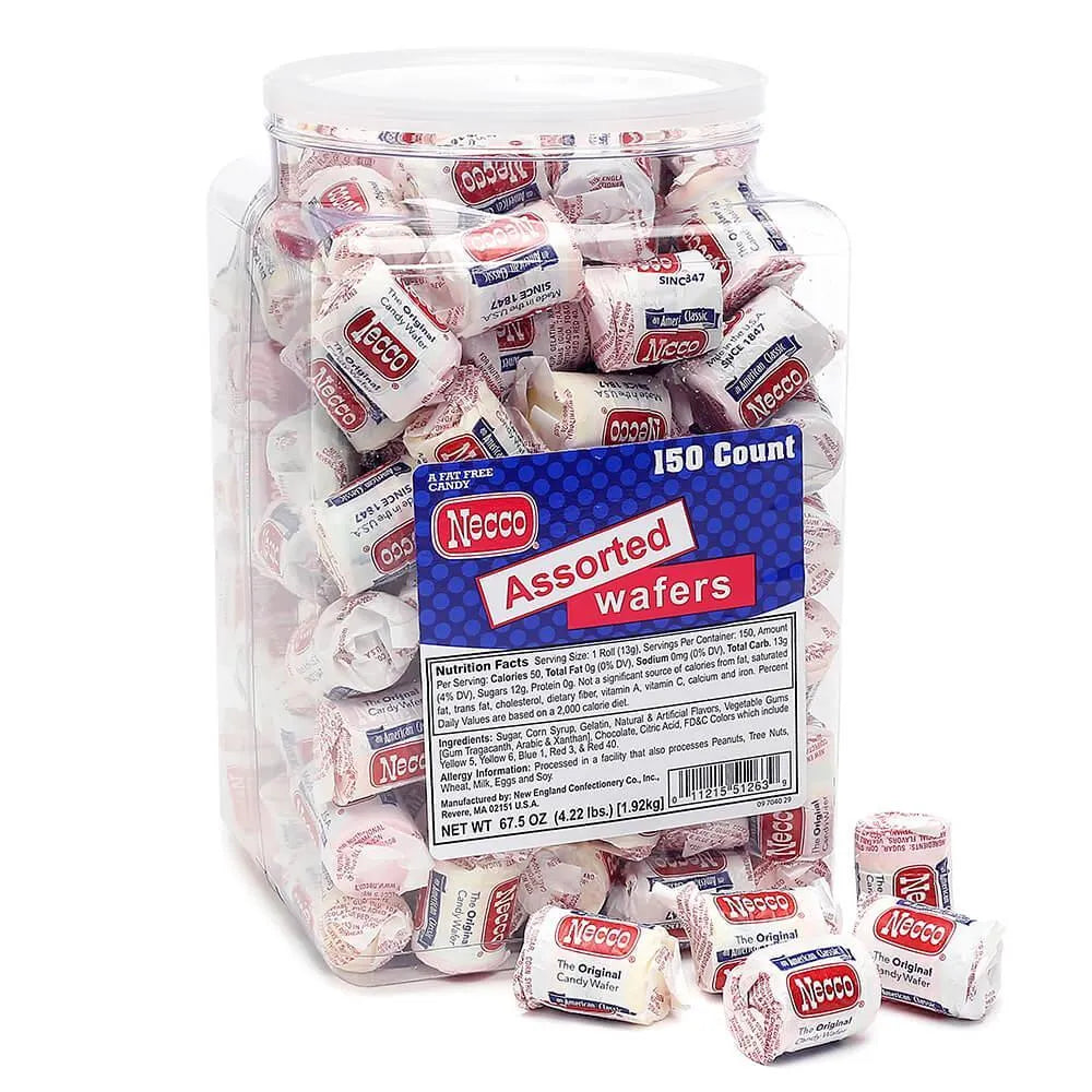 Necco Wafers Candy Mini Rolls - Original: 150-Piece Tub