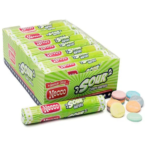 Necco Wafers Candy Rolls - Sour Flavors: 24-Piece Box