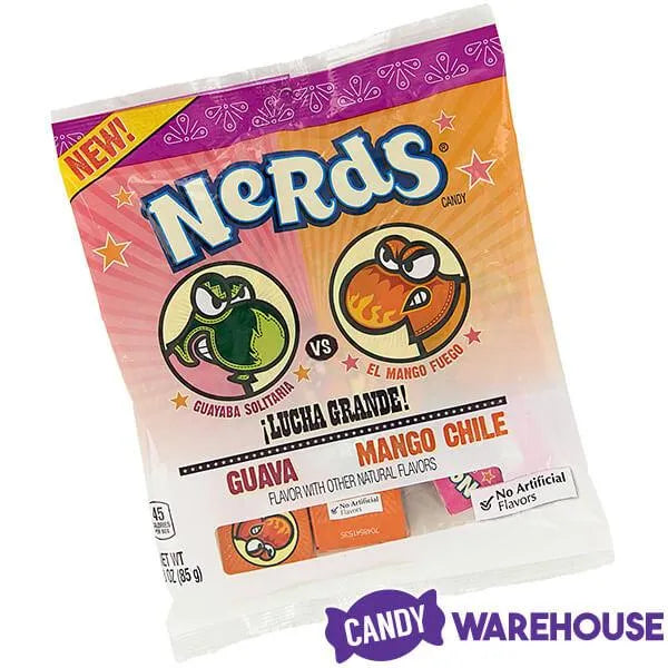 Nerds Lucha Grande Candy Snack Size Packs in 3-Ounce Bags - Guava and Mango Chile: 24-Piece Box