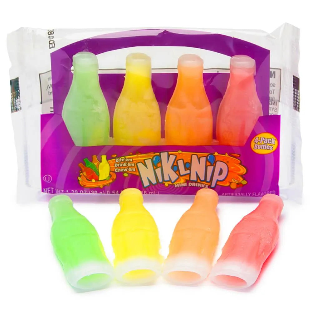 Nik-L-Nip Wax Bottles Candy 4-Packs: 18-Piece Box