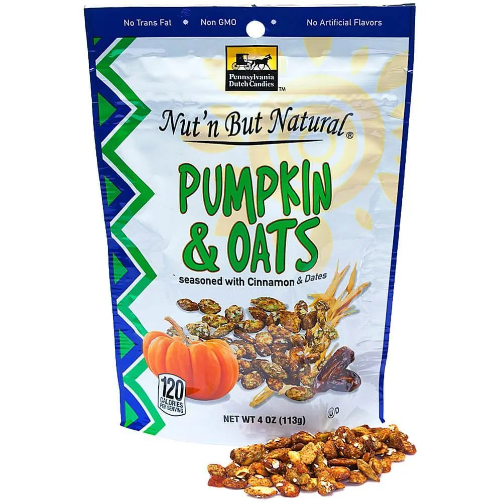 Nut'n But Natural Glazed Pumpkin Seeds & Oats with Cinnamon & Dates: 4-Ounce Bag