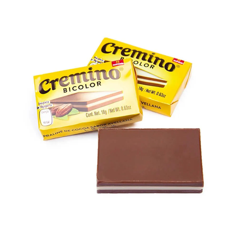 Nutresa Cremino Bicolore Hazelnut Flavored Cocoa Praline Candy Bars: 24-Piece Pack