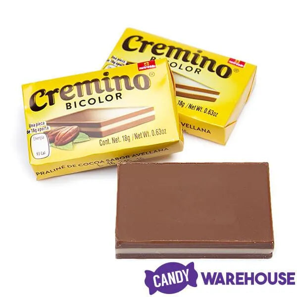 Nutresa Cremino Bicolore Hazelnut Flavored Cocoa Praline Candy Bars: 24-Piece Pack