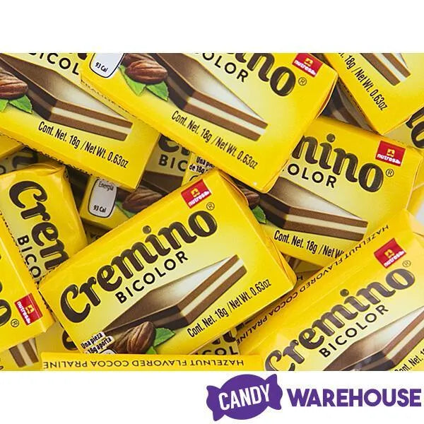 Nutresa Cremino Bicolore Hazelnut Flavored Cocoa Praline Candy Bars: 24-Piece Pack