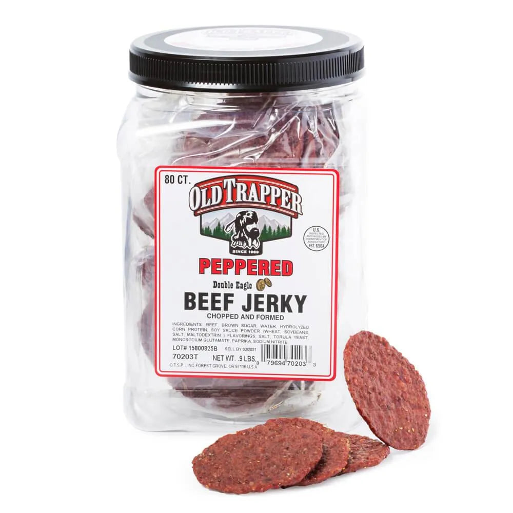 Old Trapper Double Eagle Peppered Beef Jerky 80ct Jar