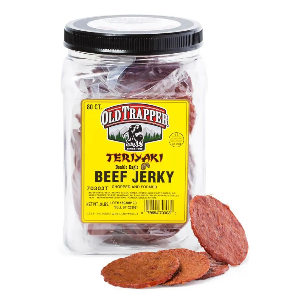 Old Trapper Double Eagle Teriyaki Beef Jerky 80ct Jar