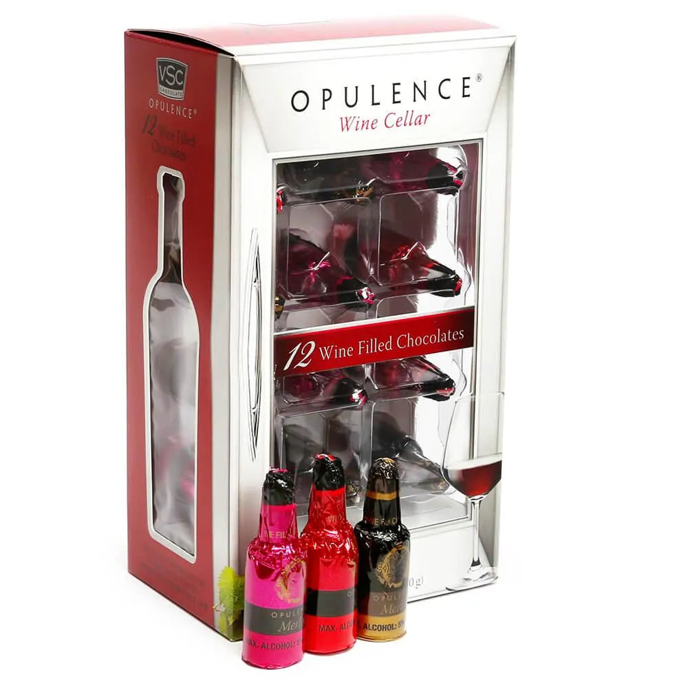 Opulence Wine Filled Chocolate Bottles: 12-Piece Box