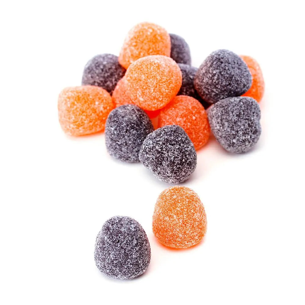 Orange and Black Mini Spiced Gumdrops Candy: 16-Ounce Tub