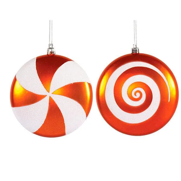 Orange Candy Swirl Ornaments - 4.75 Inch: 4-Piece Box