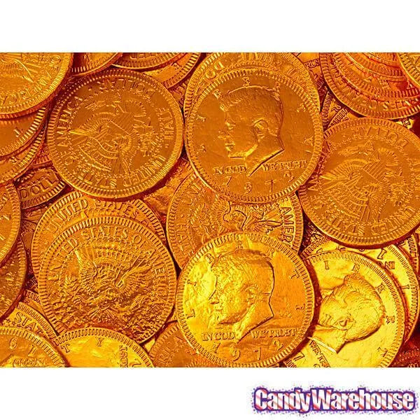 Orange Foiled Milk Chocolate Coins: 1LB Bag