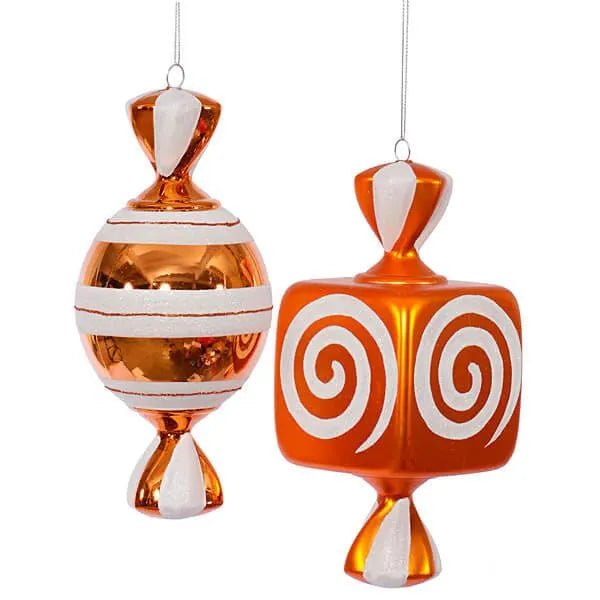 Orange Large Candy Ornaments - 8 Inch: 2-Piece Box