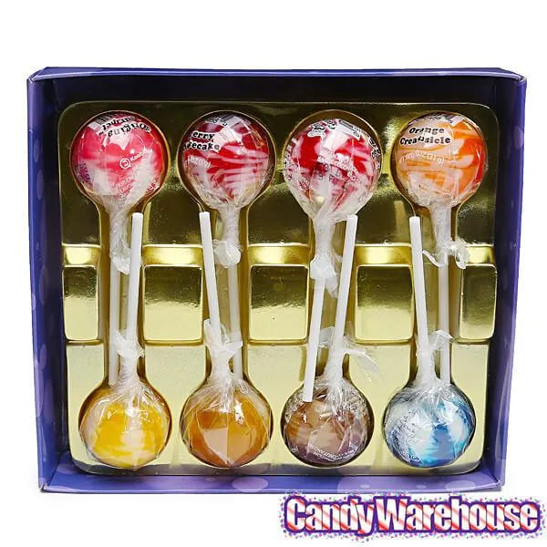 Original Gourmet Cream Swirl Ball Lollipops: 8-Piece Gift Box