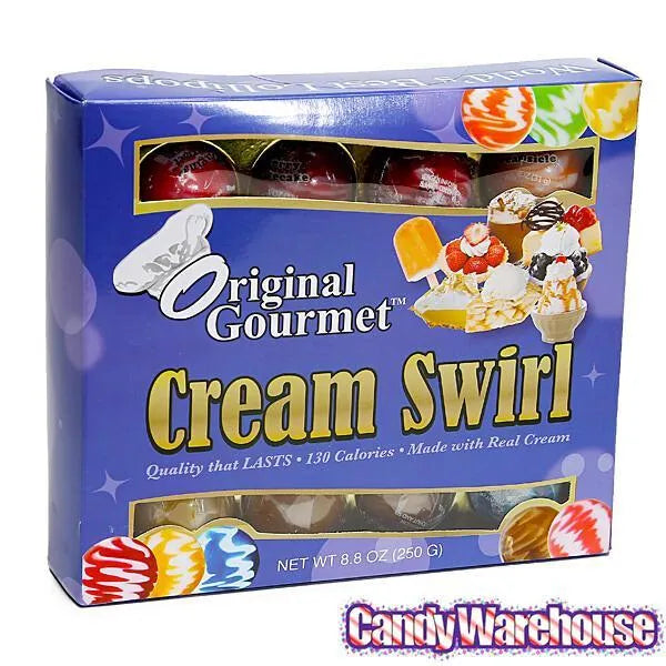 Original Gourmet Cream Swirl Ball Lollipops: 8-Piece Gift Box