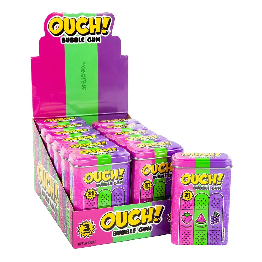 OUCH! Bubble Gum Band-Aids Tins: 12-Piece Display