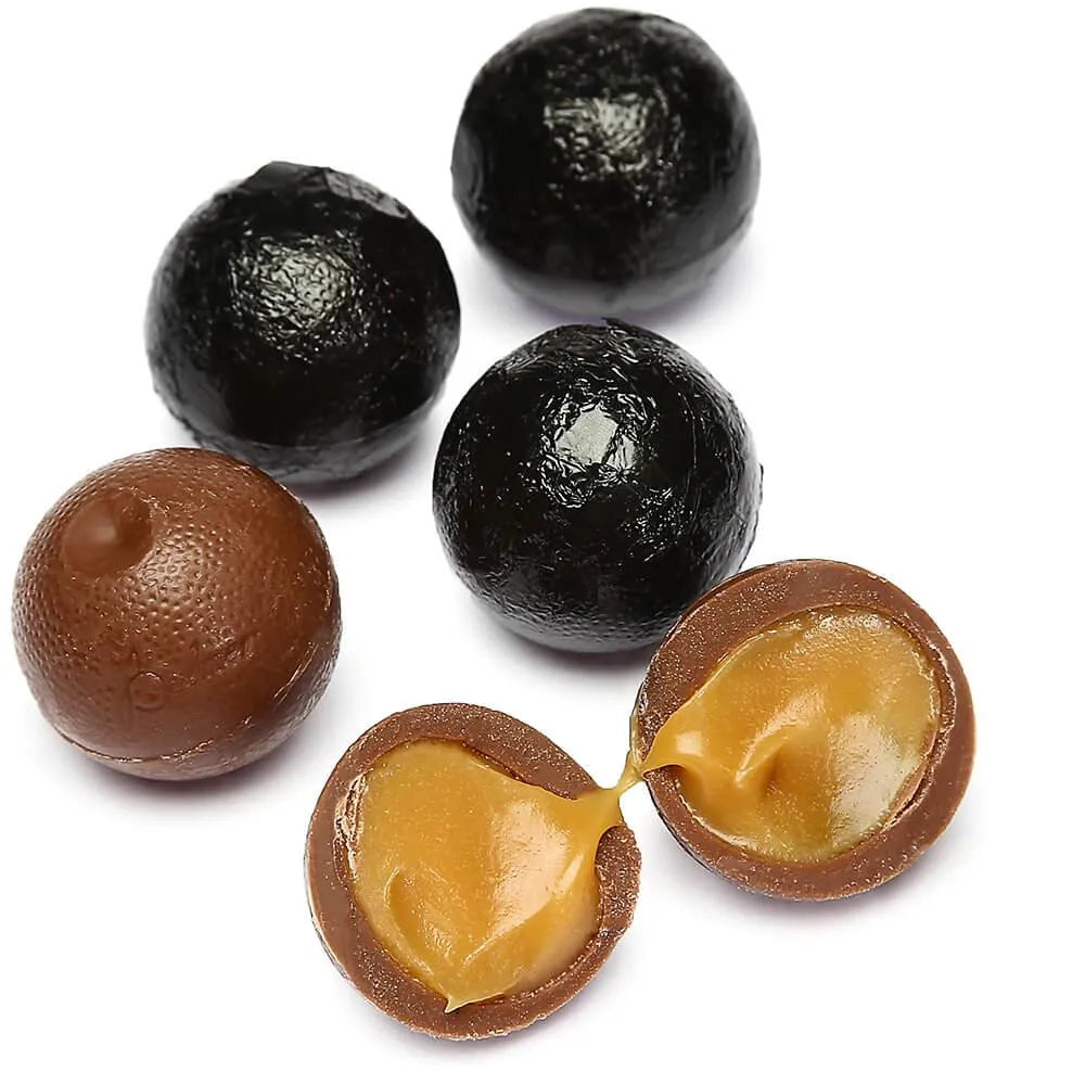 Palmer Foiled Caramel Filled Chocolate Candy Balls - Black: 5LB Bag