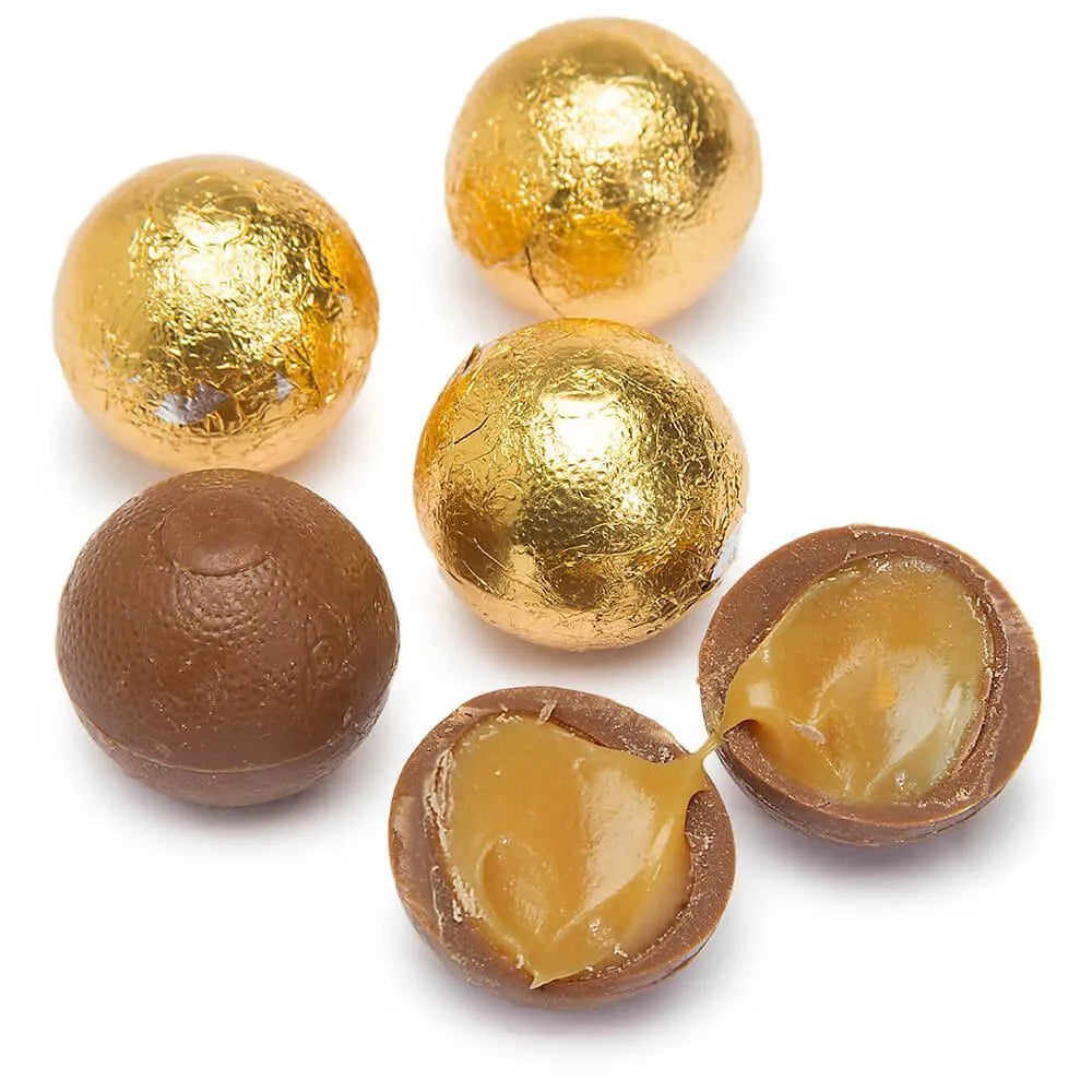 Palmer Foiled Caramel Filled Chocolate Candy Balls - Gold: 5LB Bag