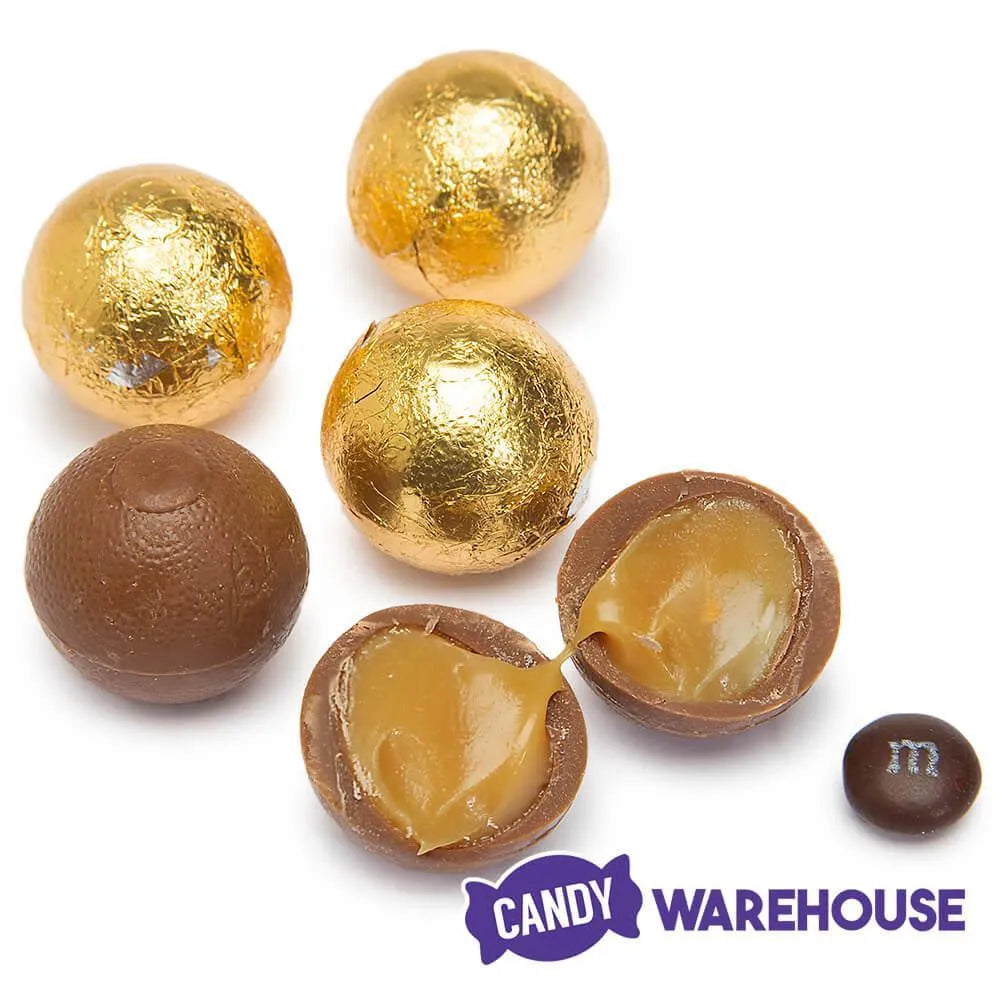 Palmer Foiled Caramel Filled Chocolate Candy Balls - Gold: 5LB Bag