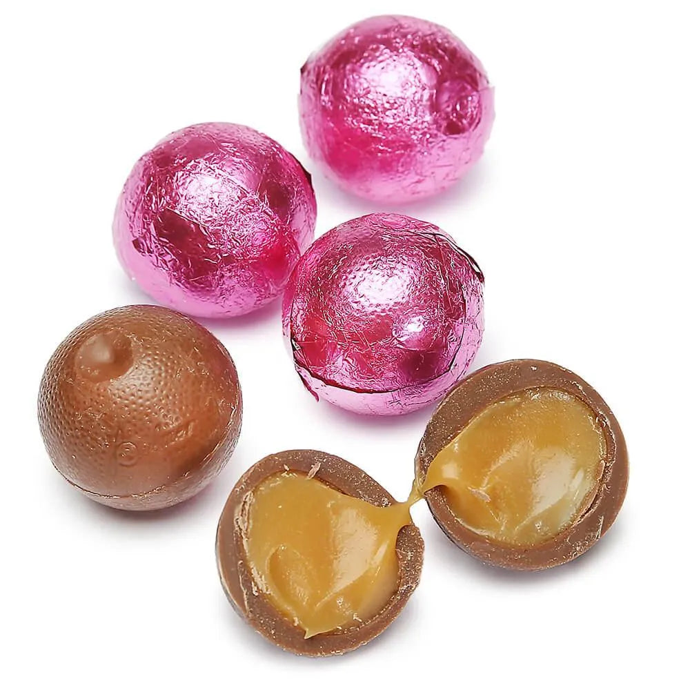 Palmer Foiled Caramel Filled Chocolate Candy Balls - Hot Pink: 5LB Bag