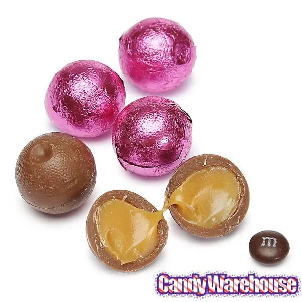 Palmer Foiled Caramel Filled Chocolate Candy Balls - Hot Pink: 5LB Bag