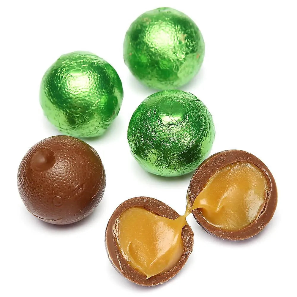 Palmer Foiled Caramel Filled Chocolate Candy Balls - Kiwi Green: 5LB Bag