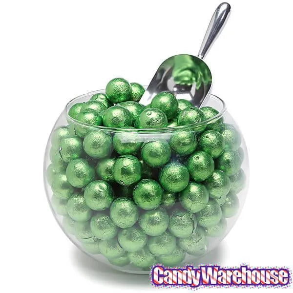 Palmer Foiled Caramel Filled Chocolate Candy Balls - Kiwi Green: 5LB Bag